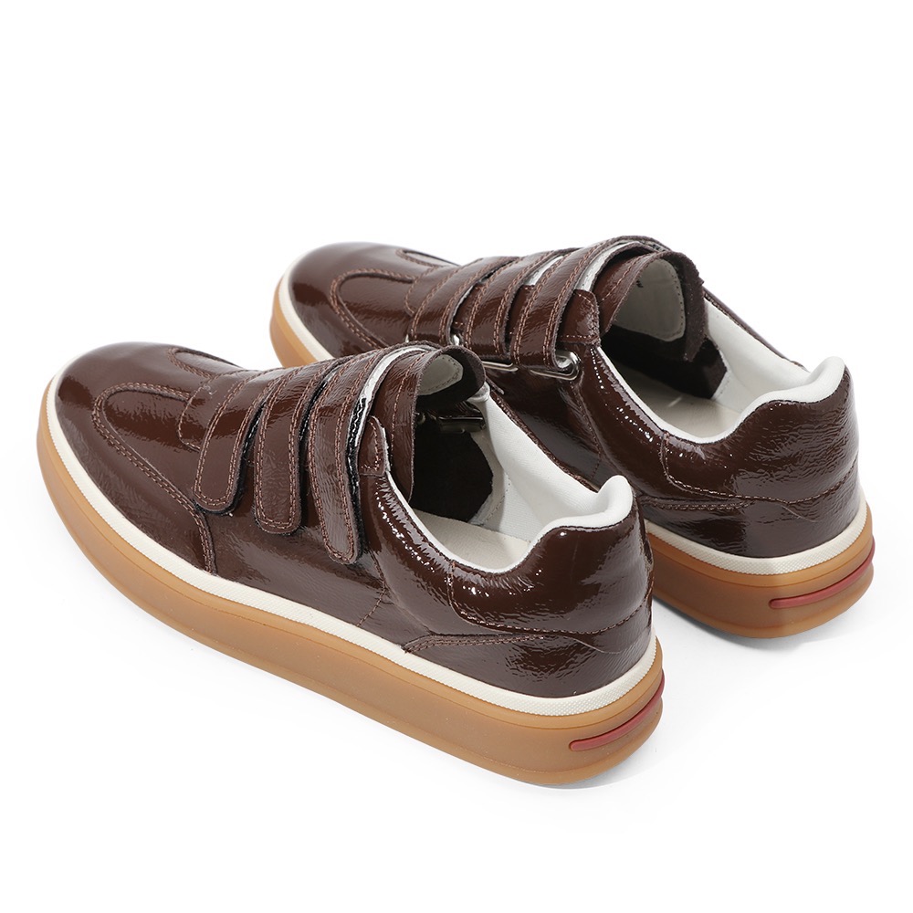 三輝皮鞋FNACE拉拉拉休閒鞋 真皮休閒鞋 免綁帶皮鞋 牛皮休閒鞋 漆皮休閒鞋 魔鬼粘鞋 休閒鞋女 牛皮亮面防潑水平底鞋-細節圖5