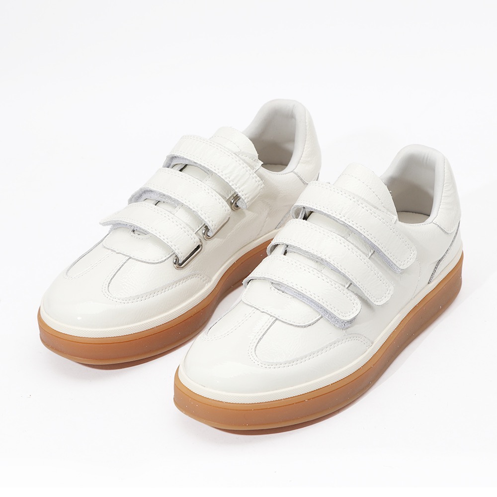 三輝皮鞋FNACE拉拉拉休閒鞋 真皮休閒鞋 免綁帶皮鞋 牛皮休閒鞋 漆皮休閒鞋 魔鬼粘鞋 休閒鞋女 牛皮亮面防潑水平底鞋-細節圖6