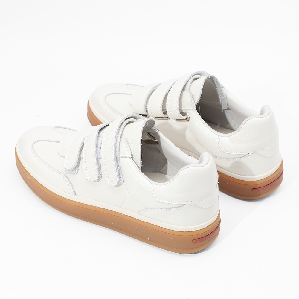 三輝皮鞋FNACE拉拉拉休閒鞋 真皮休閒鞋 免綁帶皮鞋 牛皮休閒鞋 漆皮休閒鞋 魔鬼粘鞋 休閒鞋女 牛皮亮面防潑水平底鞋-細節圖10