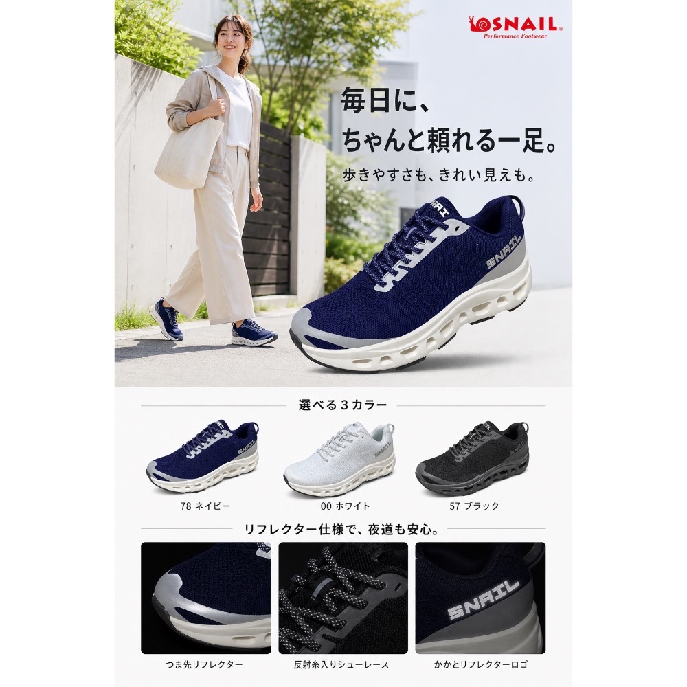三輝皮鞋蝸牛SNAIL防水運動鞋 輕量鞋 防水鞋 厚底運動鞋 防水慢跑鞋 健走鞋 夜視反光ON昂跑雲朵彈力減震綁帶休閒鞋-細節圖3