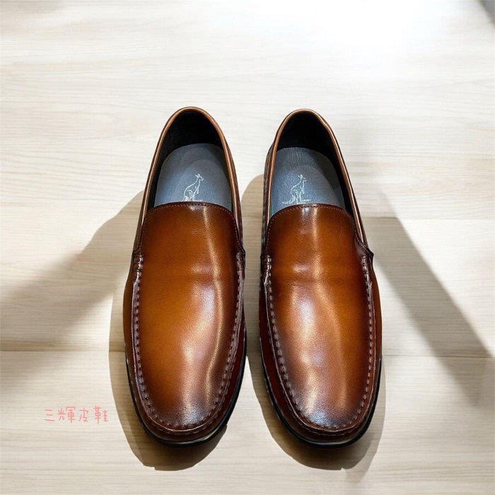 三輝皮鞋真皮樂福鞋 豆豆鞋 懶人鞋 免綁帶皮鞋 牛皮休閒鞋 開車鞋 莫卡辛 上班鞋 商務鞋 一腳蹬 義式亮面渲染樂福鞋男-細節圖3