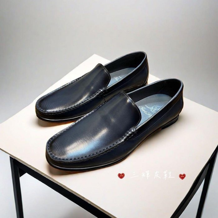 三輝皮鞋真皮樂福鞋 豆豆鞋 懶人鞋 免綁帶皮鞋 牛皮休閒鞋 開車鞋 莫卡辛 上班鞋 商務鞋 一腳蹬 義式亮面渲染樂福鞋男-細節圖5