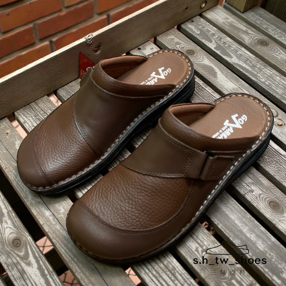 三輝皮鞋台灣製 MIT 真皮拖鞋 牛皮拖鞋 包頭拖鞋 氣墊拖鞋 前包後空鞋 穆勒鞋 張菲鞋 寬楦護趾涼拖鞋 大尺碼男鞋-細節圖2
