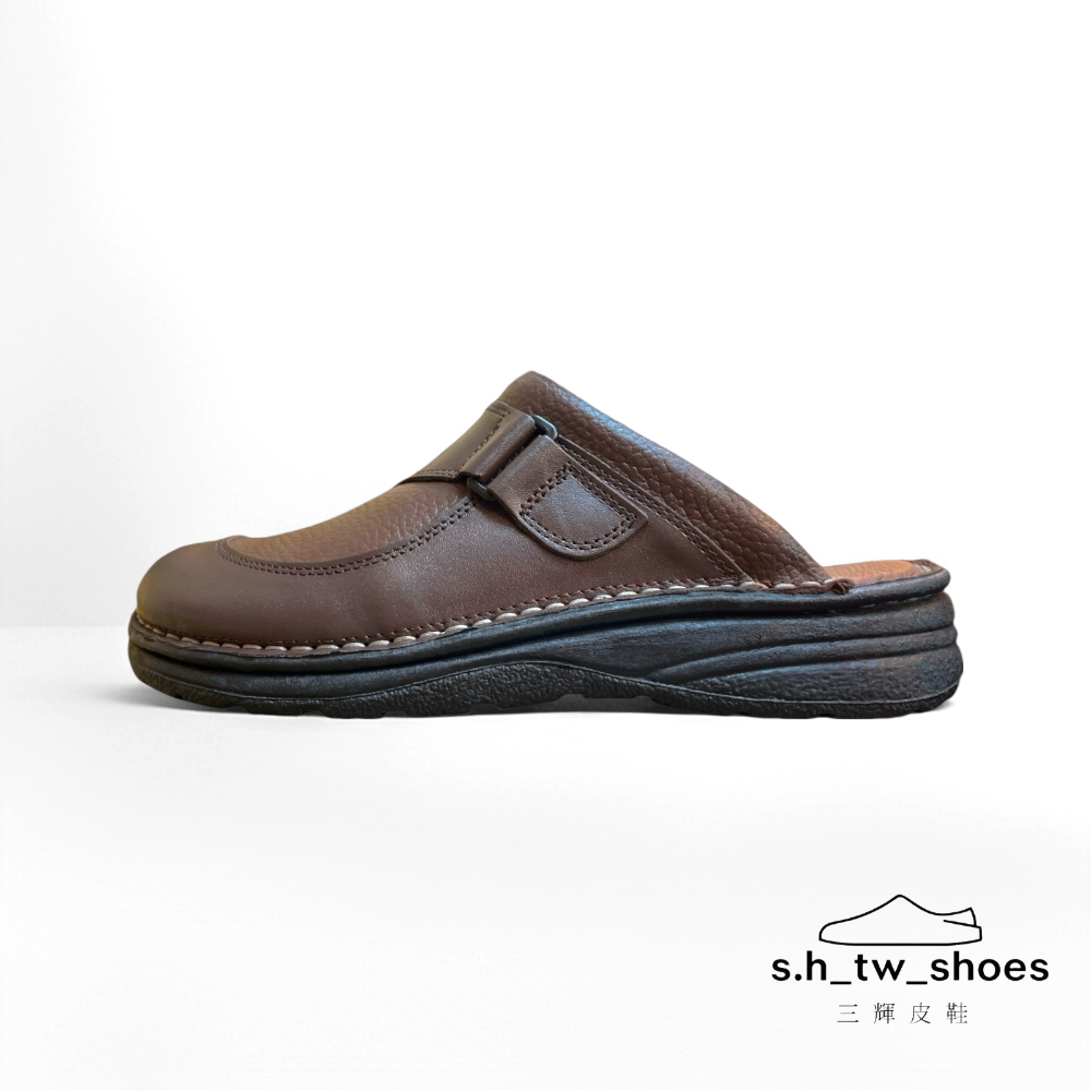 三輝皮鞋台灣製 MIT 真皮拖鞋 牛皮拖鞋 包頭拖鞋 氣墊拖鞋 前包後空鞋 穆勒鞋 張菲鞋 寬楦護趾涼拖鞋 大尺碼男鞋-細節圖4