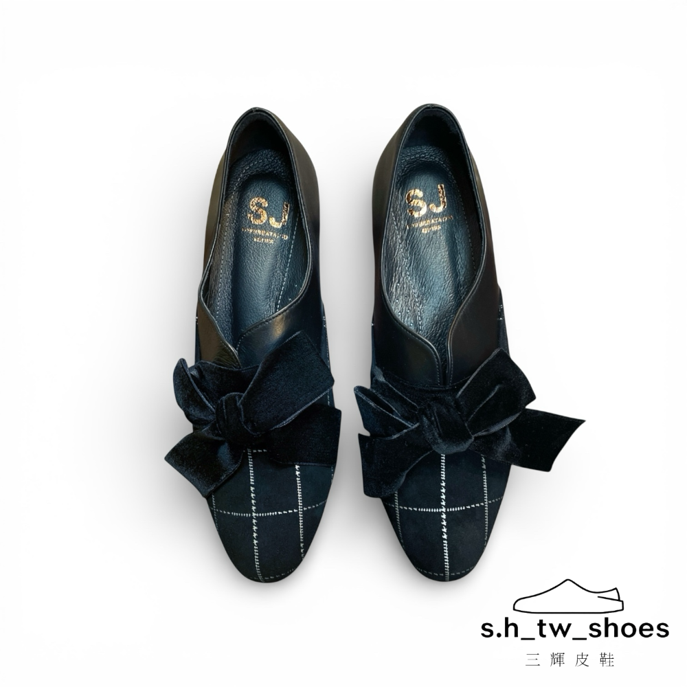 三輝皮鞋台灣製真皮跟鞋 羊皮鞋 低跟鞋 真皮包鞋 尖頭鞋 真皮高跟鞋 踝靴 懶人鞋 平底鞋 MIT 軟皮蝴蝶結V口娃娃鞋-細節圖3