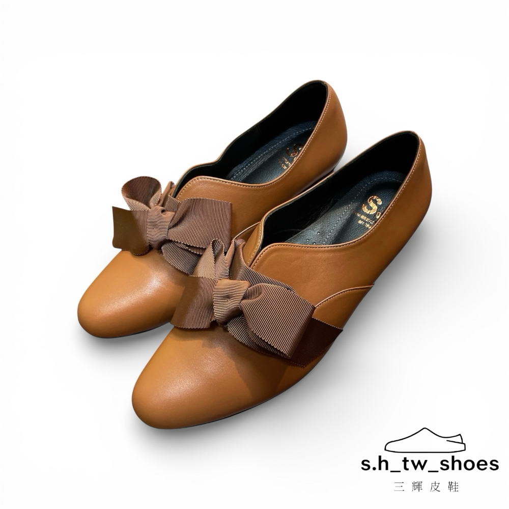 三輝皮鞋台灣製真皮跟鞋 羊皮鞋 低跟鞋 真皮包鞋 尖頭鞋 真皮高跟鞋 踝靴 懶人鞋 平底鞋 MIT 軟皮蝴蝶結V口娃娃鞋-細節圖4