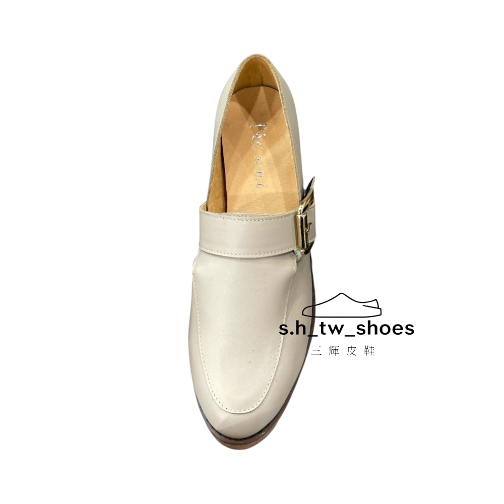 三輝皮鞋台灣製真皮樂福鞋 真皮跟鞋 孟克鞋 低跟鞋 尖頭樂福鞋 皮鞋女 MIT 手工鞋 尖頭寬楦皮帶扣木頭跟大尺碼女鞋-規格圖11