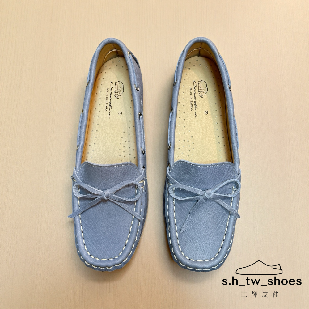 三輝皮鞋台灣製真皮豆豆鞋 莫卡辛 帆船鞋 平底鞋 休閒鞋女 牛皮休閒鞋 MIT 牛皮鞋底縫製蝴蝶結軟皮軟底淑女鞋 通勤鞋-細節圖2