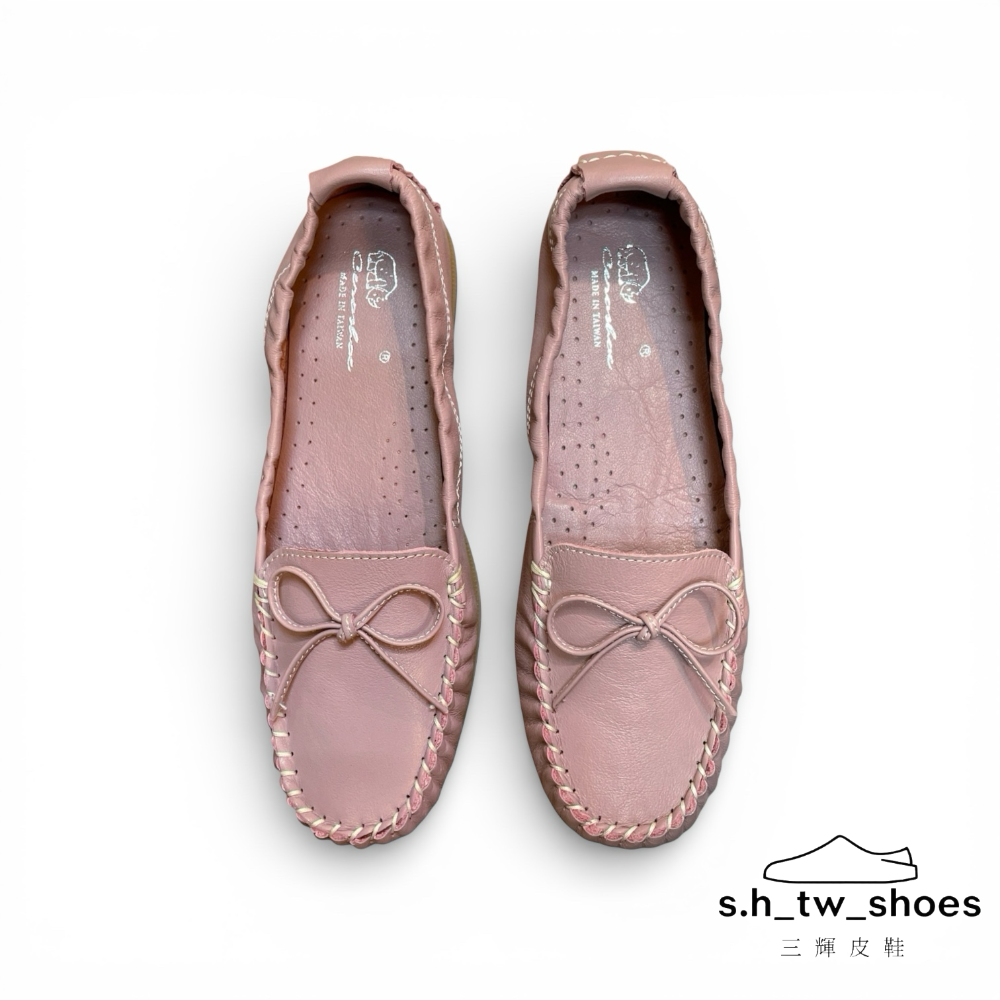 三輝皮鞋台灣製真皮豆豆鞋 莫卡辛 帆船鞋 平底鞋 休閒鞋女 牛皮休閒鞋 MIT 牛皮鞋底縫製蝴蝶結軟皮軟底淑女鞋 通勤鞋-細節圖4