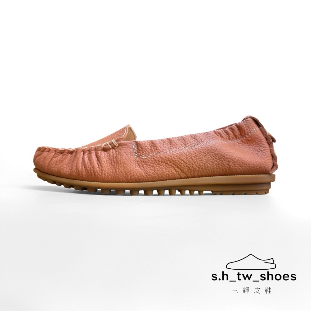 三輝皮鞋台灣製真皮豆豆鞋 莫卡辛 平底鞋 樂福鞋女 帆船鞋 休閒鞋女 女包鞋 MIT牛皮鞋底縫製編織荔枝紋軟底通勤淑女鞋-規格圖11