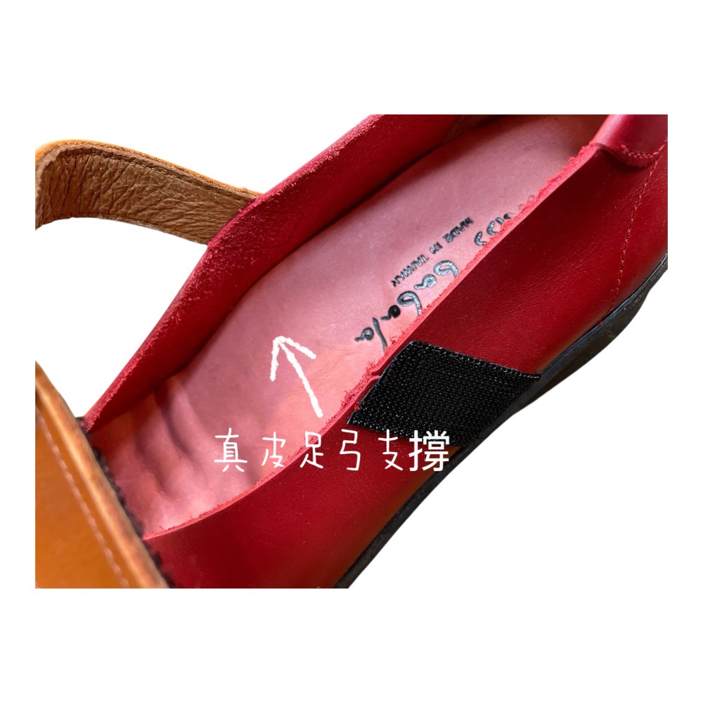 三輝皮鞋台灣製 真皮瑪莉珍鞋 娃娃鞋 平底鞋 厚底鞋 MIT 手工鞋 babala牛皮日系圓頭V口魔鬼粘增高鞋小尺碼女鞋-細節圖8