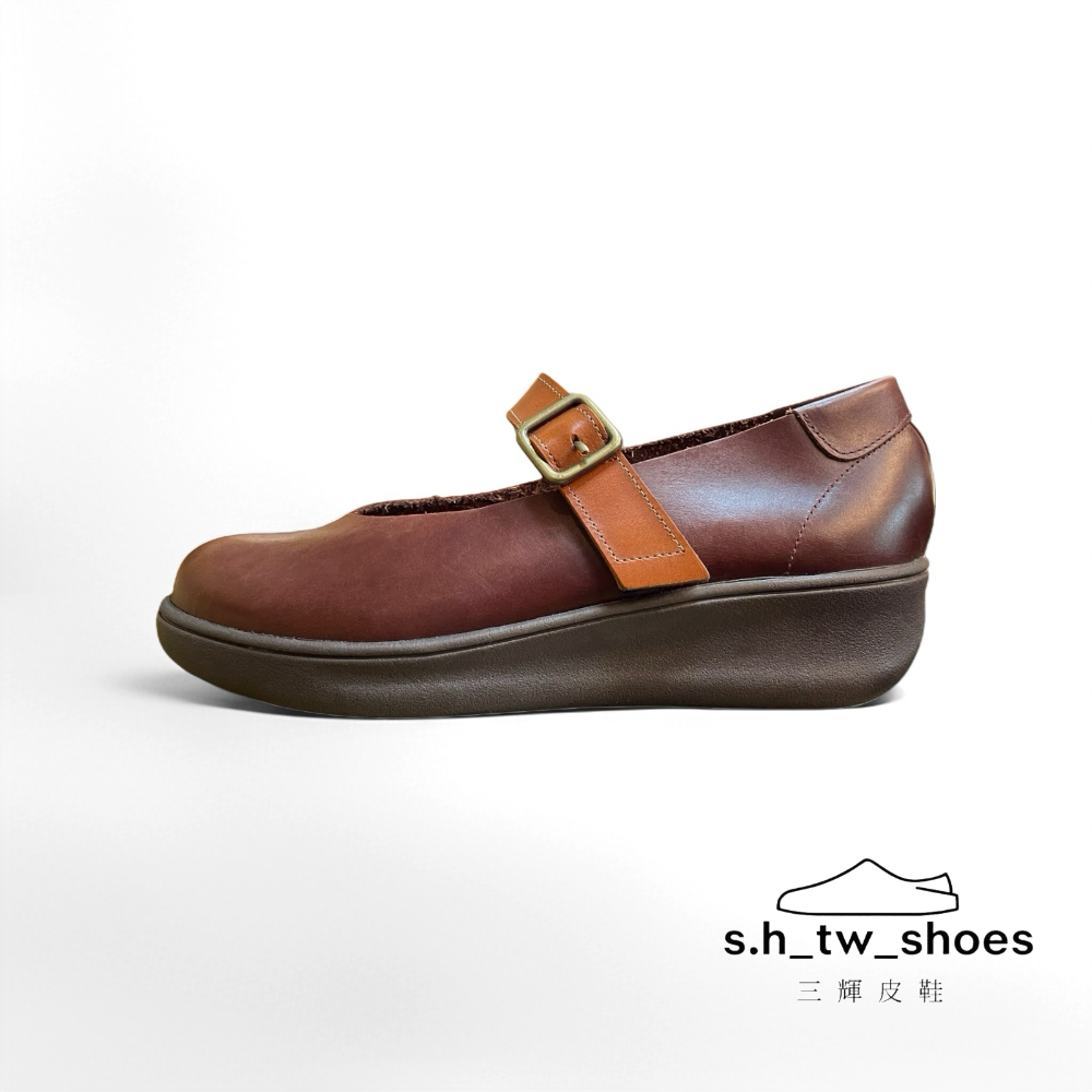 三輝皮鞋台灣製 真皮瑪莉珍鞋 娃娃鞋 平底鞋 厚底鞋 MIT 手工鞋 babala牛皮日系圓頭V口魔鬼粘增高鞋小尺碼女鞋-規格圖11