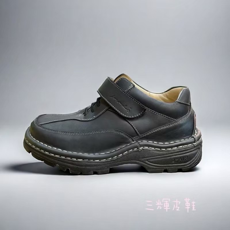 三輝皮鞋台灣製固特異 真皮休閒鞋 氣墊休閒鞋 牛皮休閒鞋 MIT 瘋馬皮輕量老師傅手工鞋底縫製雙氣墊皮鞋免綁帶旅遊工作鞋-細節圖7