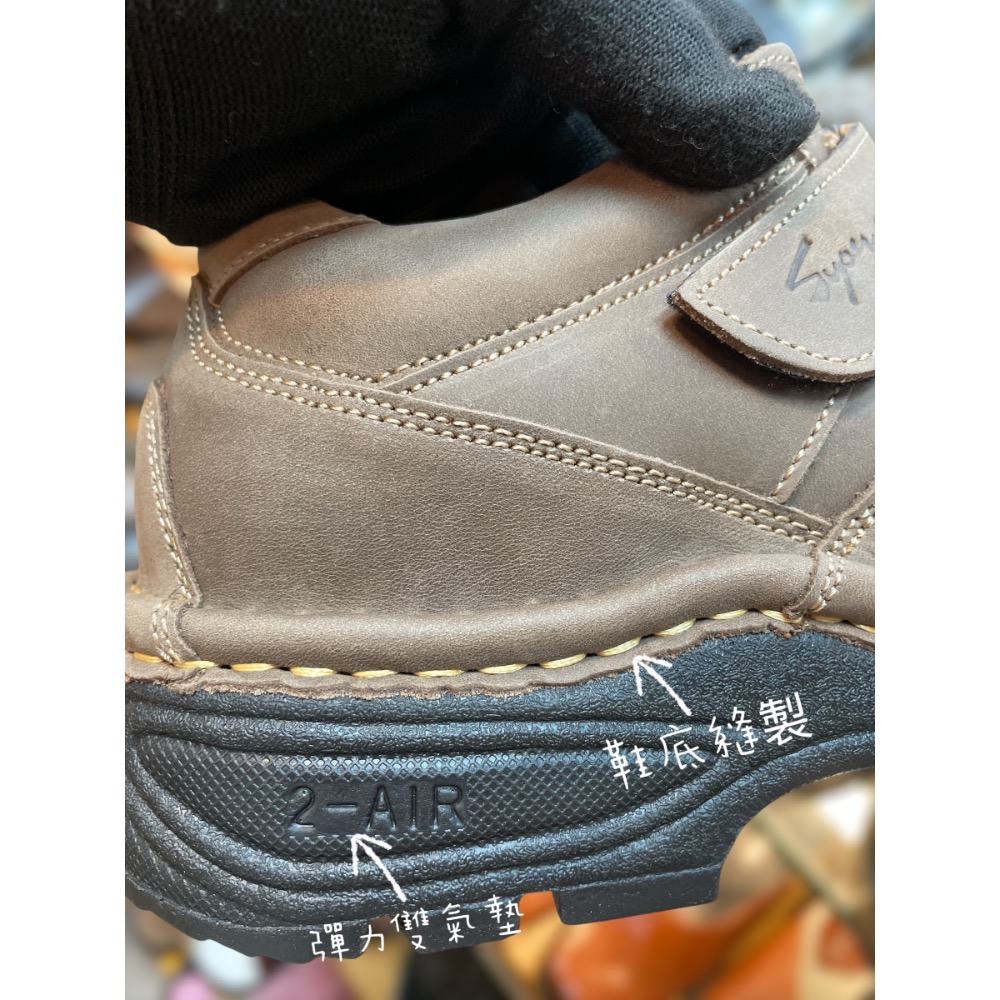 三輝皮鞋台灣製固特異 真皮休閒鞋 氣墊休閒鞋 牛皮休閒鞋 MIT 瘋馬皮輕量老師傅手工鞋底縫製雙氣墊皮鞋免綁帶旅遊工作鞋-細節圖8