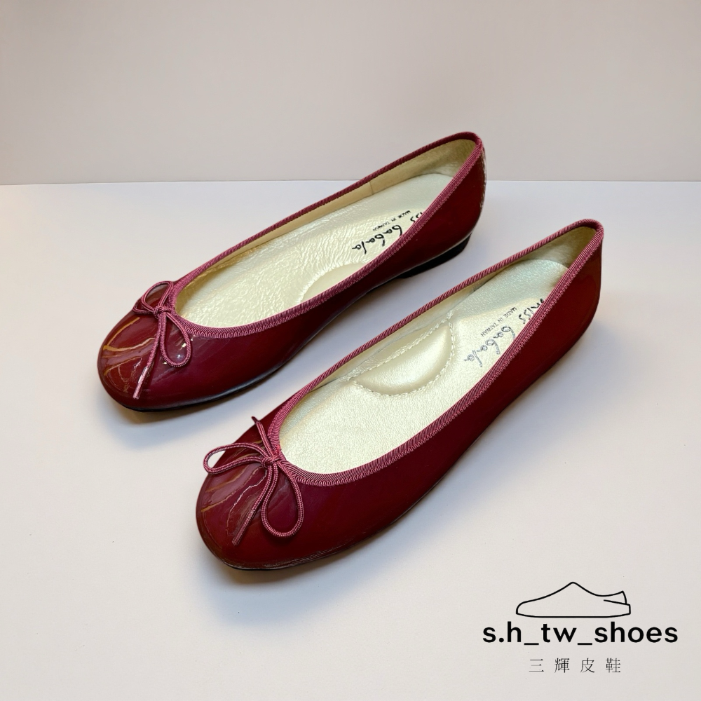 三輝皮鞋台灣製真皮芭蕾舞鞋 娃娃鞋 平底鞋 低跟鞋 babala牛皮法式圓頭淺口蝴蝶結足弓支撐漆皮大尺碼 小尺碼-細節圖2