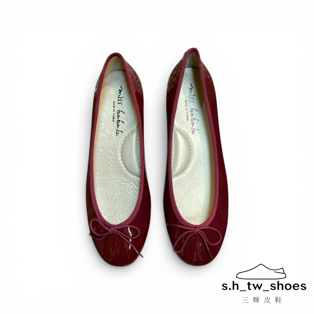三輝皮鞋台灣製真皮芭蕾舞鞋 娃娃鞋 平底鞋 低跟鞋 babala牛皮法式圓頭淺口蝴蝶結足弓支撐漆皮大尺碼 小尺碼-細節圖3