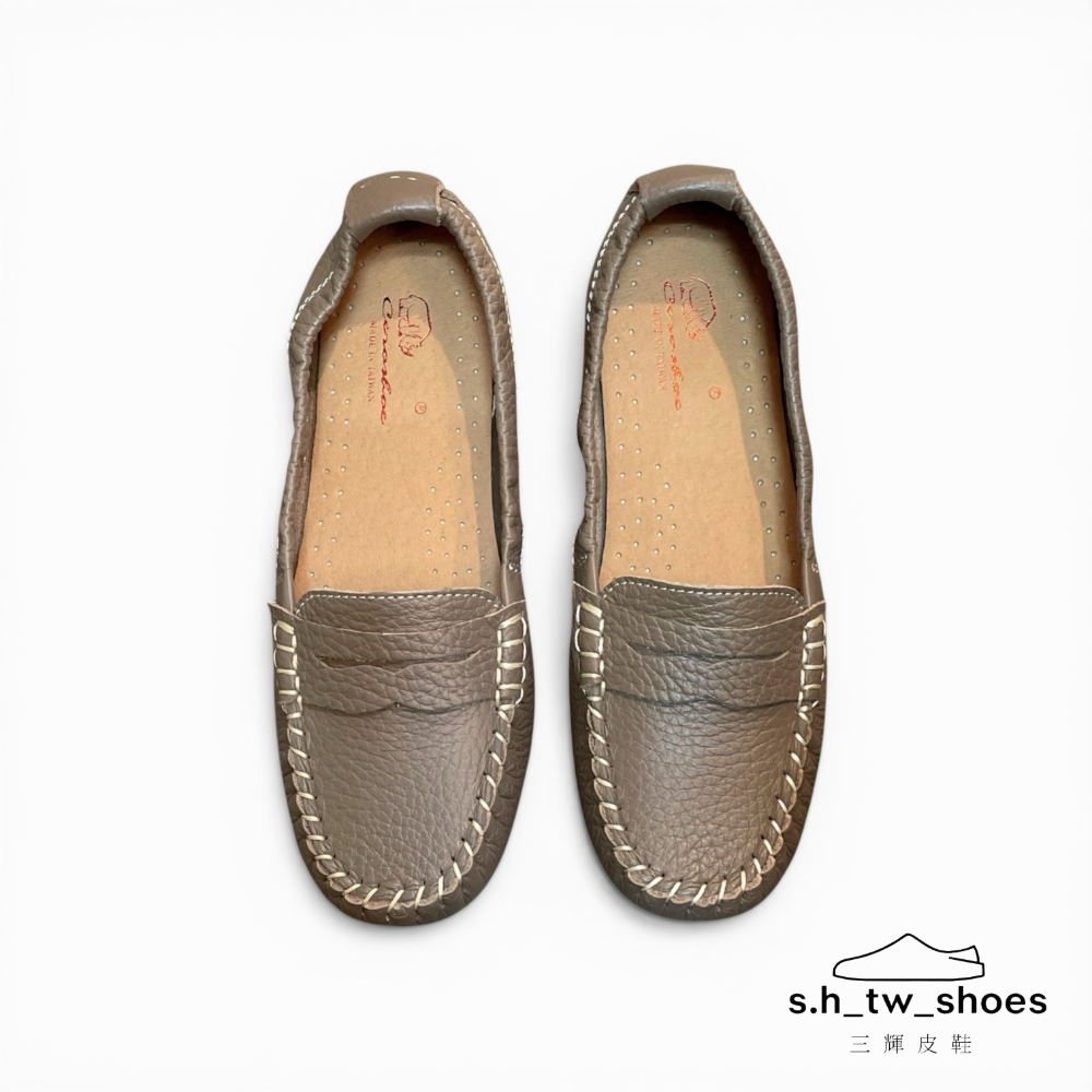 三輝皮鞋台灣製真皮豆豆鞋 莫卡辛 豆豆鞋女 便士樂福鞋 帆船鞋 休閒鞋女 包鞋 便鞋 MIT 手工鞋 牛皮鞋底縫製淑女鞋-細節圖2