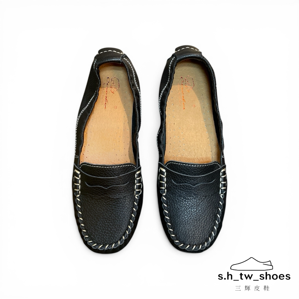 三輝皮鞋台灣製真皮豆豆鞋 莫卡辛 豆豆鞋女 便士樂福鞋 帆船鞋 休閒鞋女 包鞋 便鞋 MIT 手工鞋 牛皮鞋底縫製淑女鞋-細節圖5