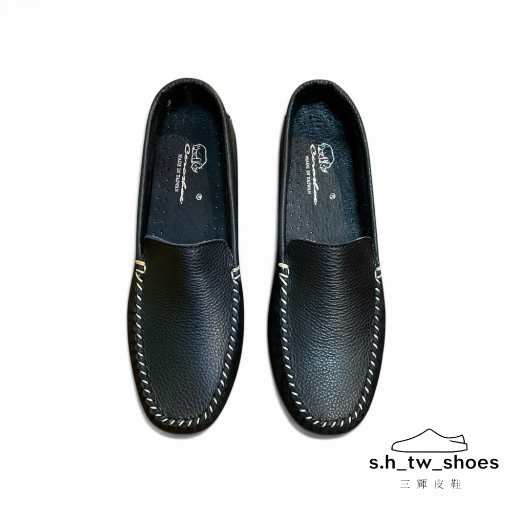三輝皮鞋台灣製 真皮豆豆鞋 樂福鞋女 莫卡辛 帆船鞋 平底鞋 樂福鞋 休閒鞋女 MIT 牛皮鞋底縫製軟皮軟底通勤深口便鞋-細節圖2
