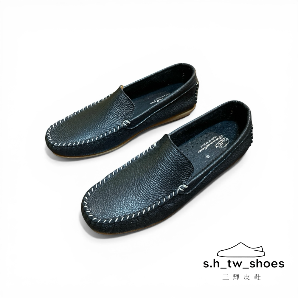 三輝皮鞋台灣製 真皮豆豆鞋 樂福鞋女 莫卡辛 帆船鞋 平底鞋 樂福鞋 休閒鞋女 MIT 牛皮鞋底縫製軟皮軟底通勤深口便鞋-細節圖4
