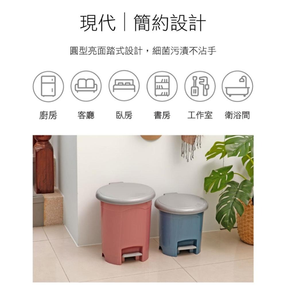 百貨通 【朝代圓型垃圾桶-10L/17L兩款可選】腳踏掀蓋 資源回收 廚餘桶 紙林 台灣製 垃圾桶 腳踏垃圾桶 掀蓋垃圾-細節圖2