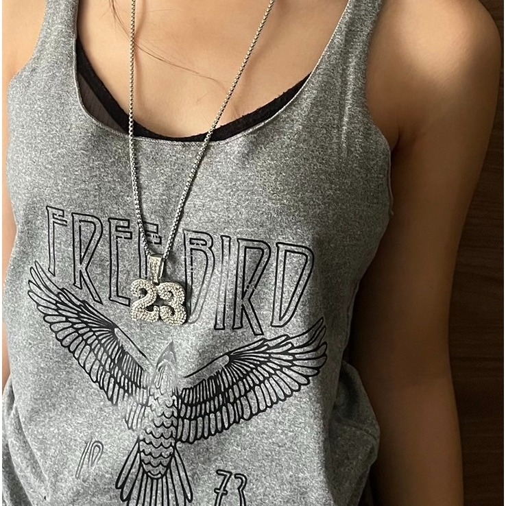 [[台灣現貨]]歐美街頭 數字 嘻哈風 復古風 鑲鑽項鍊 搖滾項鍊 龐克風項鍊 鈦鋼項鍊-細節圖2