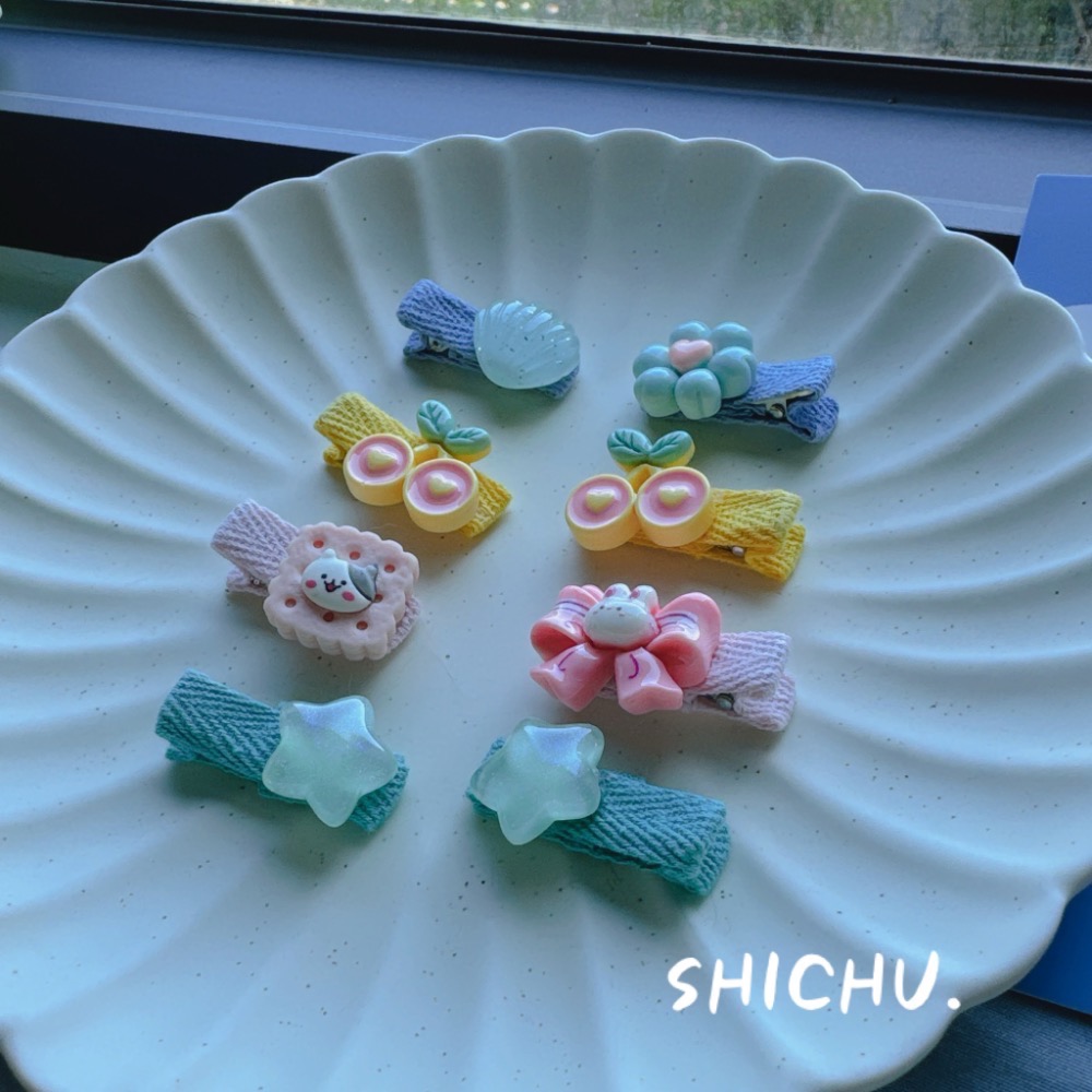 兒童可用立體櫻桃星星花朵髮夾邊夾-細節圖2