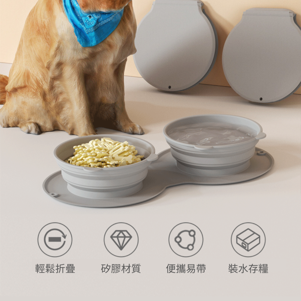 【兩用摺疊碗】 掛鉤式矽膠折疊 慢食碗 戶外便攜式 雙口 旅行碗 矽膠碗 外出水壺-細節圖5
