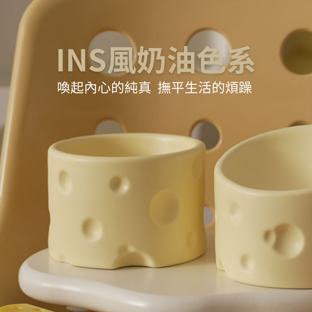 【Lenyvasen】起司造型寵物碗 陶瓷斜口寵物碗 INS風奶油色系-細節圖2