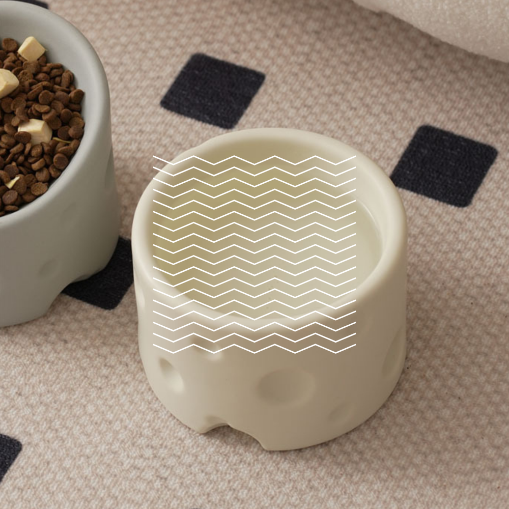 【Lenyvasen】起司造型寵物碗 陶瓷斜口寵物碗 INS風奶油色系-規格圖11