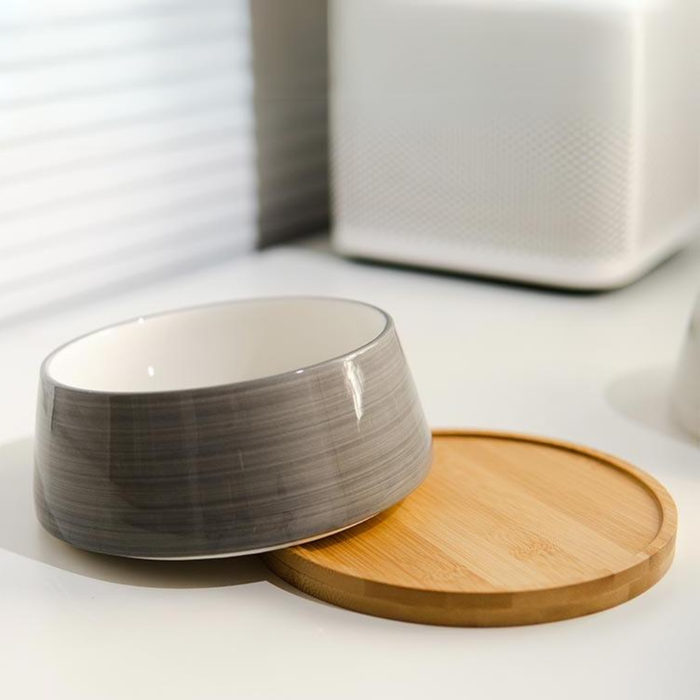 【日式木質寵物碗】陶瓷碗 木質托盤 貓狗碗 防翻倒 日式北歐 設計款-細節圖10