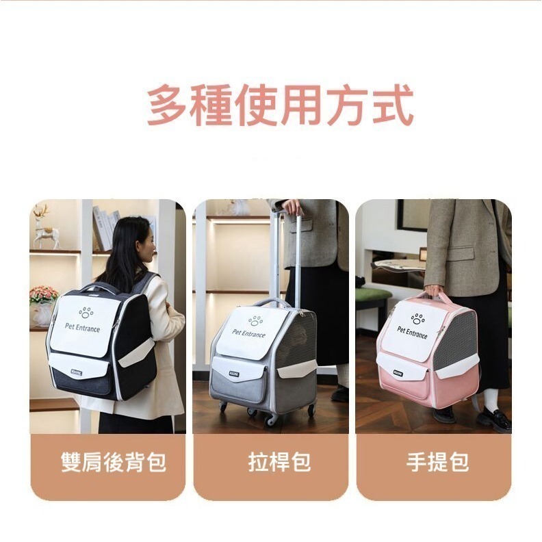 WIN-6024寵物外出包 寵物推車拉桿包 貓咪後背包 貓咪包(毛小孩外出/可折疊收納/拉桿/後背/手提)-細節圖9