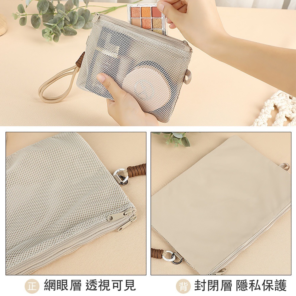 Heine 海恩 WIN-269 雙層拉鍊收納包 防潑水材質 附手挽繩 旅用收納袋 藍芽耳機收納包 3件套-細節圖2