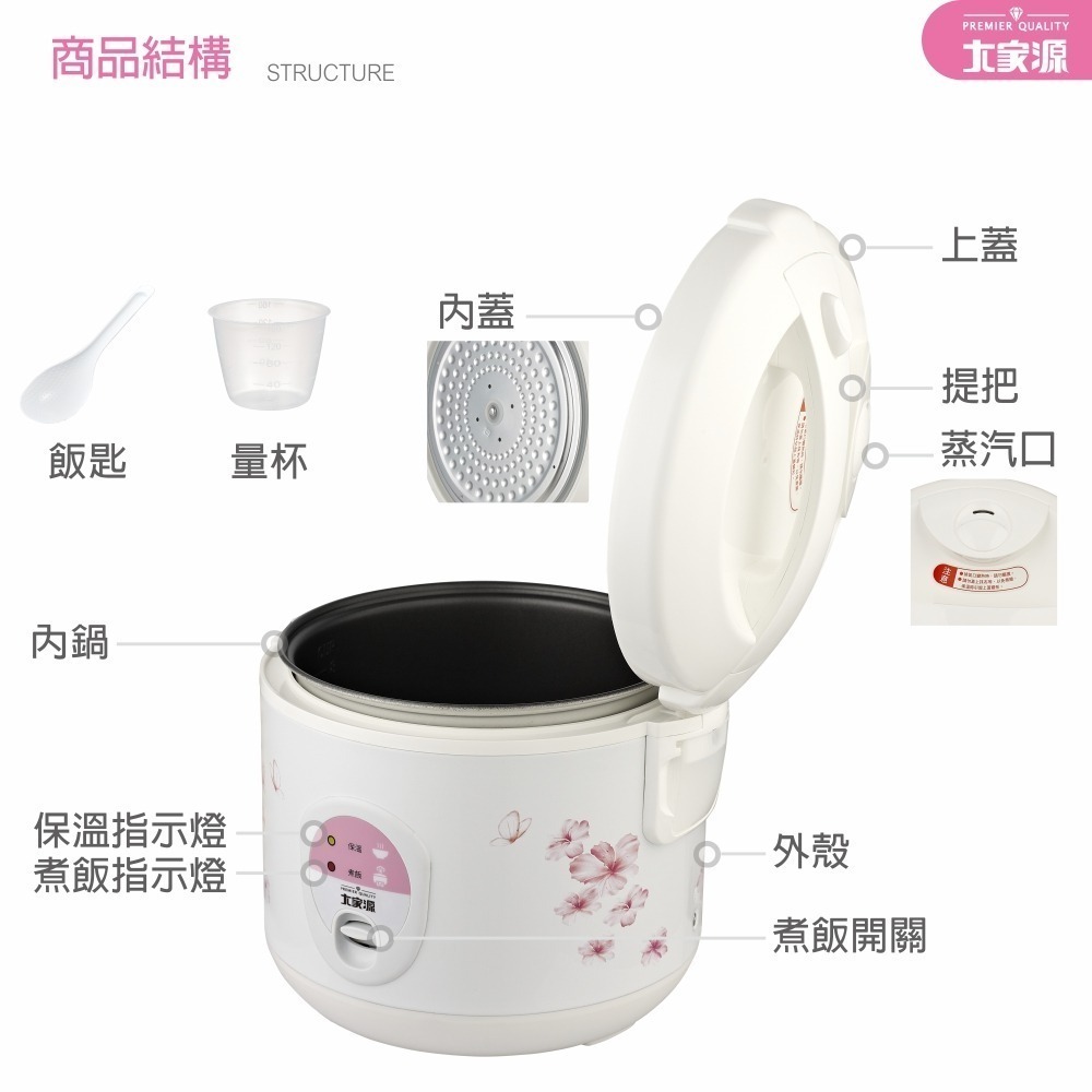 大家源 小家庭首選 六人份電子鍋 TCY-3016 / 福利品 TCY-3016-1-細節圖10