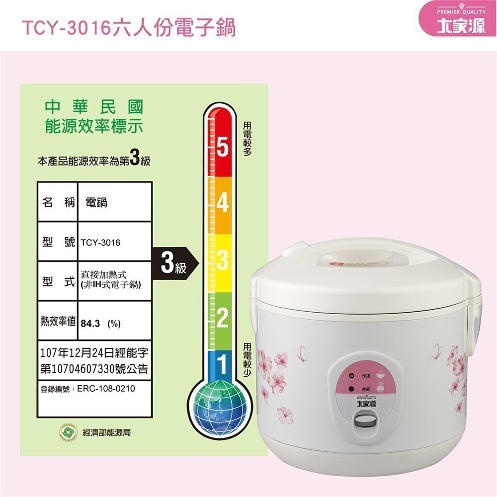 大家源 小家庭首選 六人份電子鍋 TCY-3016-細節圖9