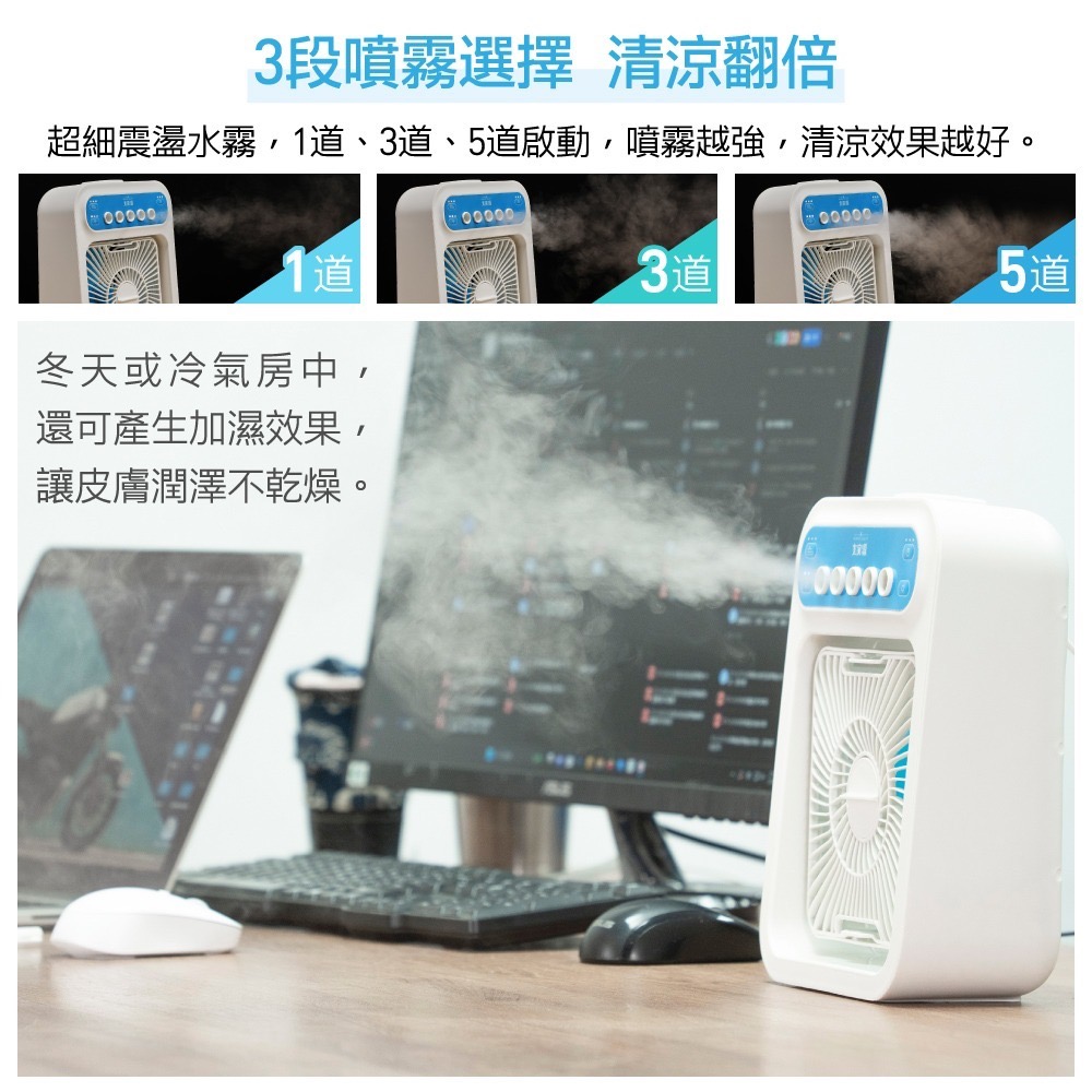 ✨24小時出貨✨大家源 USB涼感噴霧3段風速定時風扇 TCY-850709-細節圖7