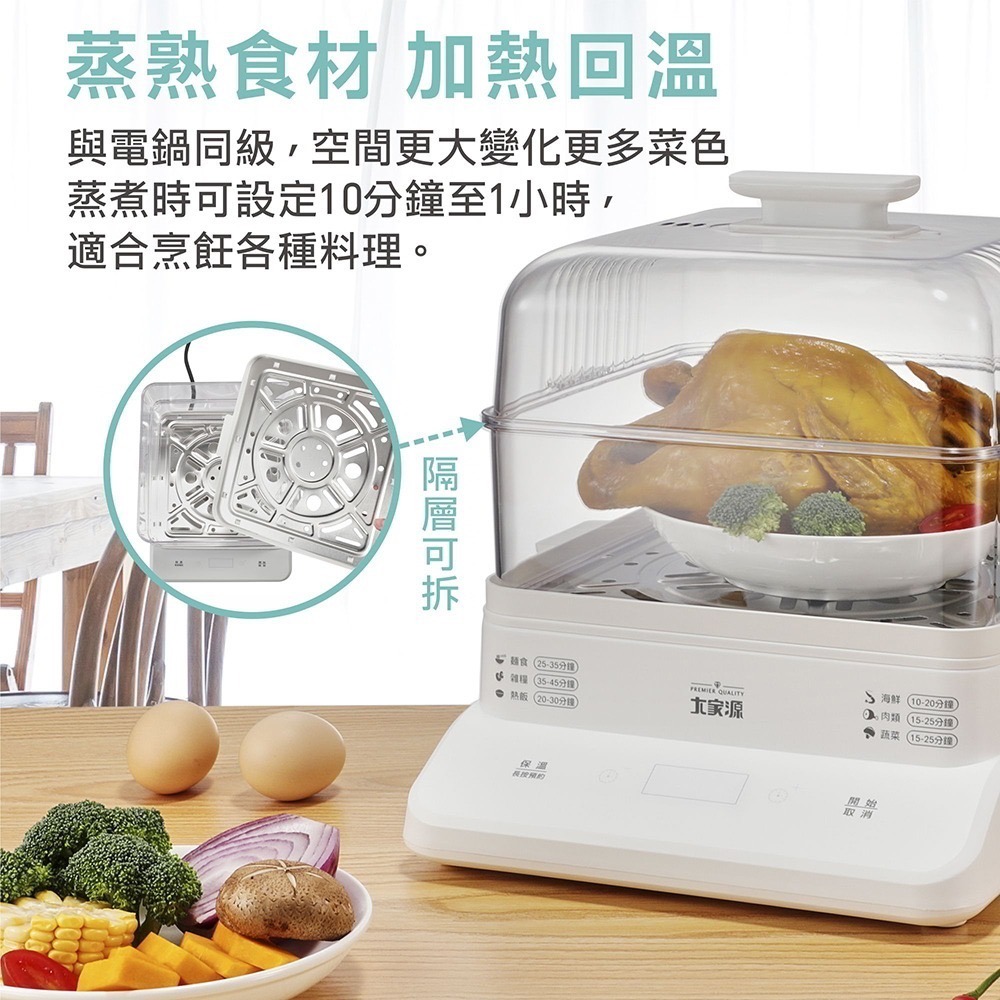 超大空間三層透明電蒸鍋 大家源 微電腦原味電蒸鍋 TCY-322501-細節圖7