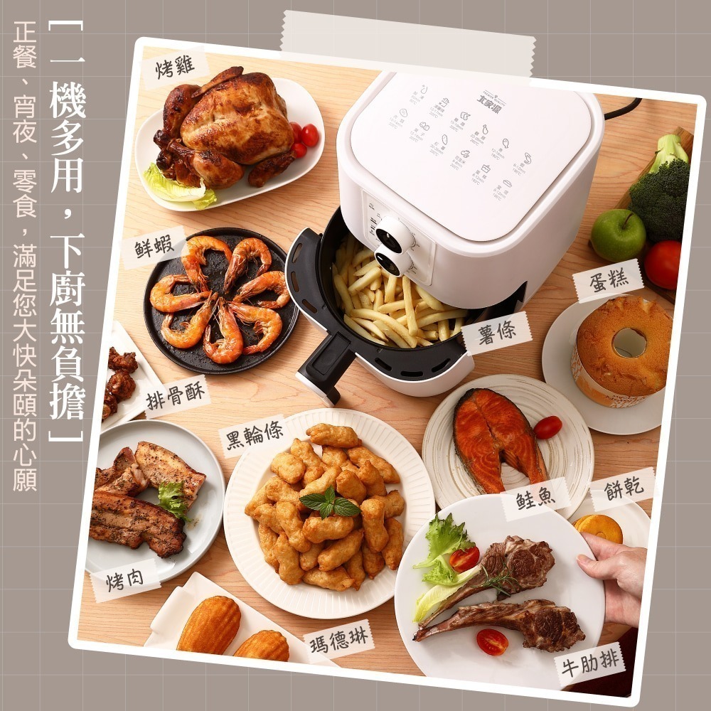 大家源 機器頂蓋簡易參考食譜 5公升美味油切氣炸鍋 TCY-725002-細節圖3