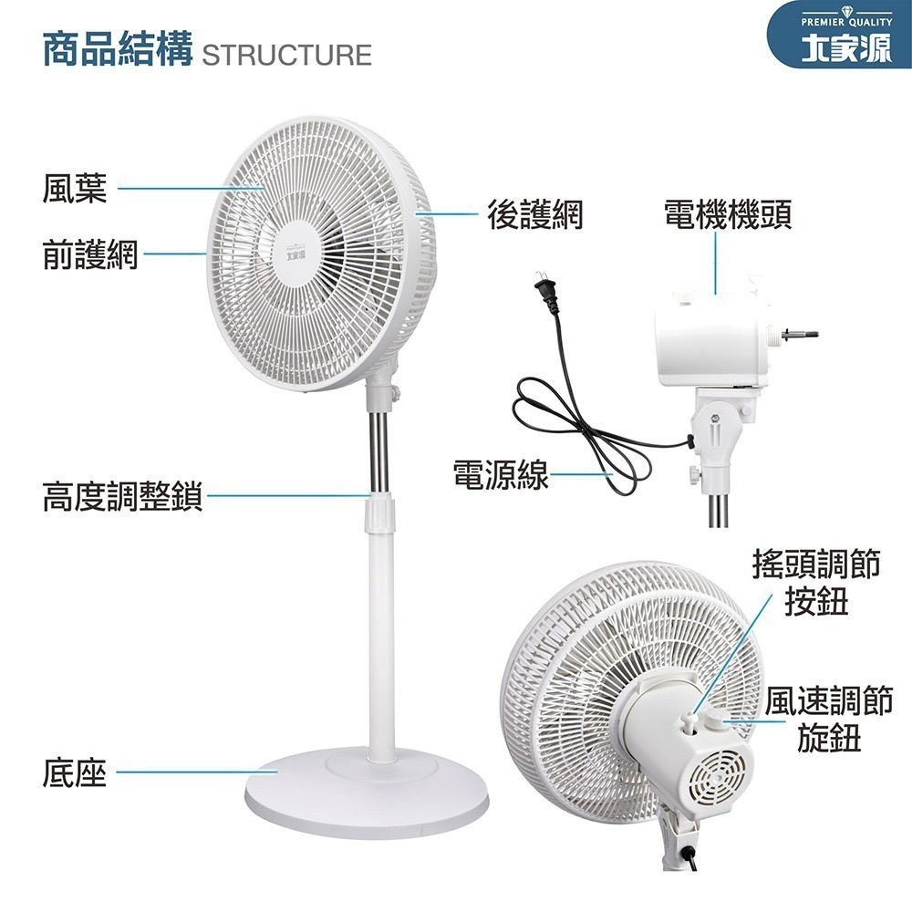 大家源 14吋立扇(新品)TCY-851405-細節圖8