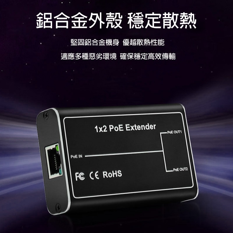 現貨開發票百兆款/千兆款一分二標準POE中繼器/防水中繼延長器/10/100/1000Mbps/寬頻延長無衰減/鋁合金-細節圖5