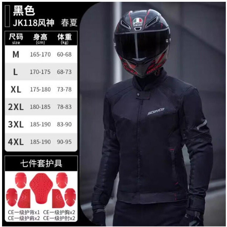 官方原裝｜MOTO_R東北騎士｜Scoyco賽羽JK118風神 夏季網眼仿賽防摔騎士裝-細節圖5