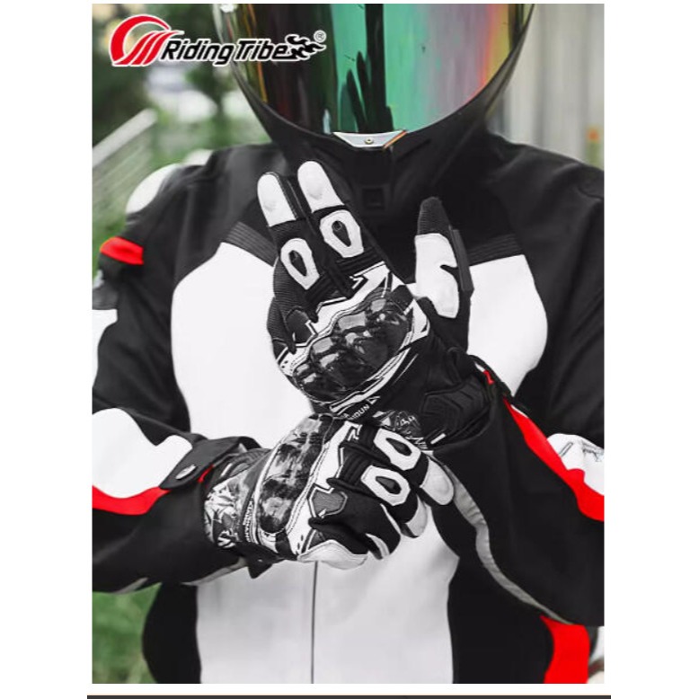 官方原裝｜MOTO_R東北騎士｜Riding Tribe K1黑白機甲 夏季碳纖維真皮防護透氣騎士手套-細節圖2