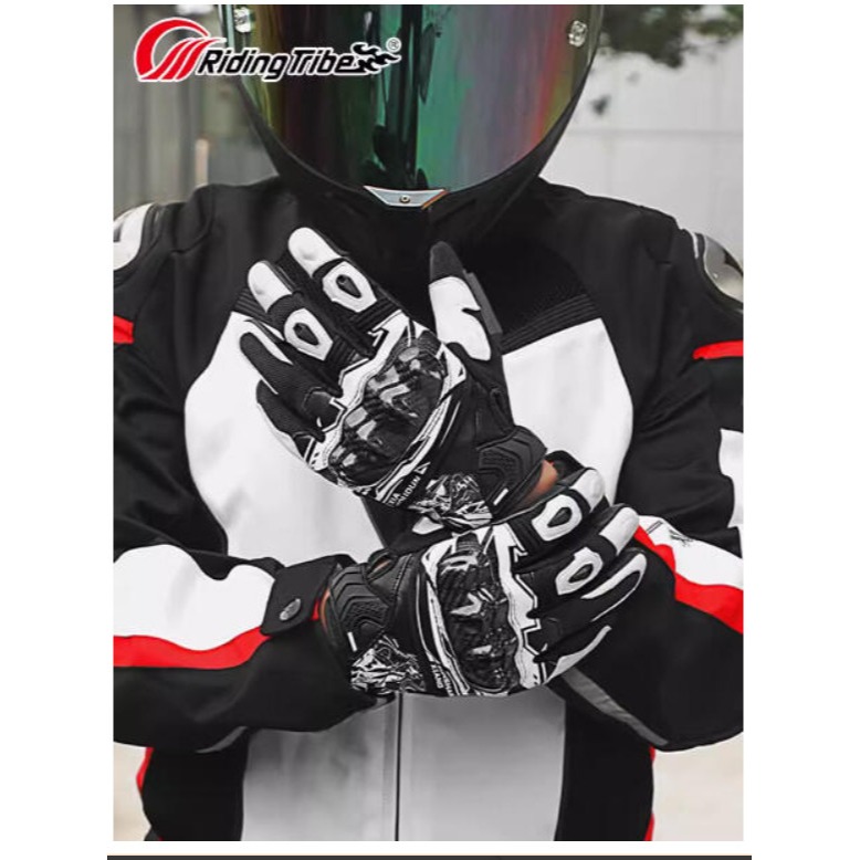 官方原裝｜MOTO_R東北騎士｜Riding Tribe K1黑白機甲 夏季碳纖維真皮防護透氣騎士手套-細節圖4