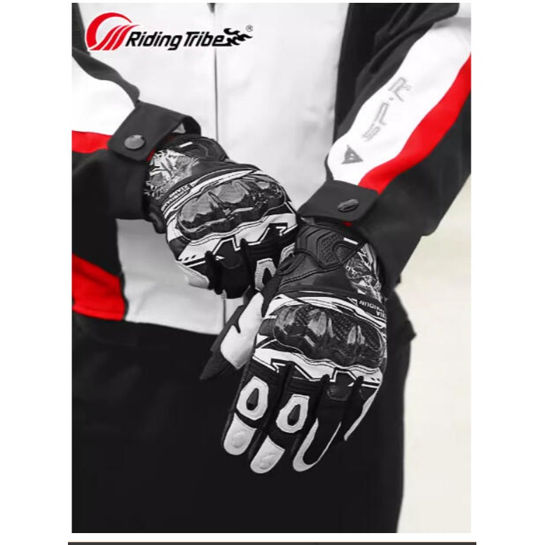 官方原裝｜MOTO_R東北騎士｜Riding Tribe K1黑白機甲 夏季碳纖維真皮防護透氣騎士手套-細節圖5