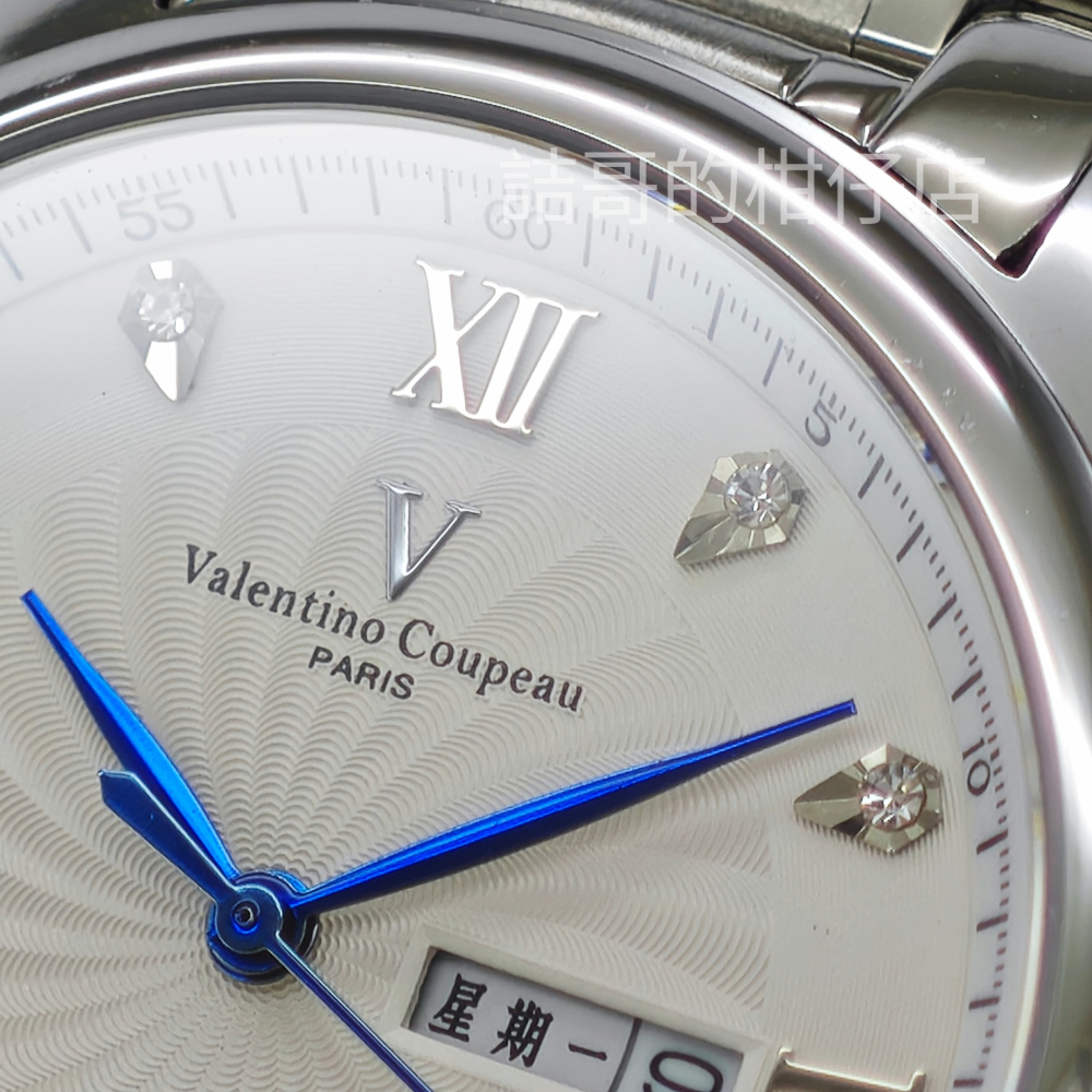 [詰哥] 范倫鐵諾 古柏 情侶對錶 日本機芯(日星期顯示) 水晶玻璃鏡面 全不銹鋼材質 防水錶 61607SA-細節圖4