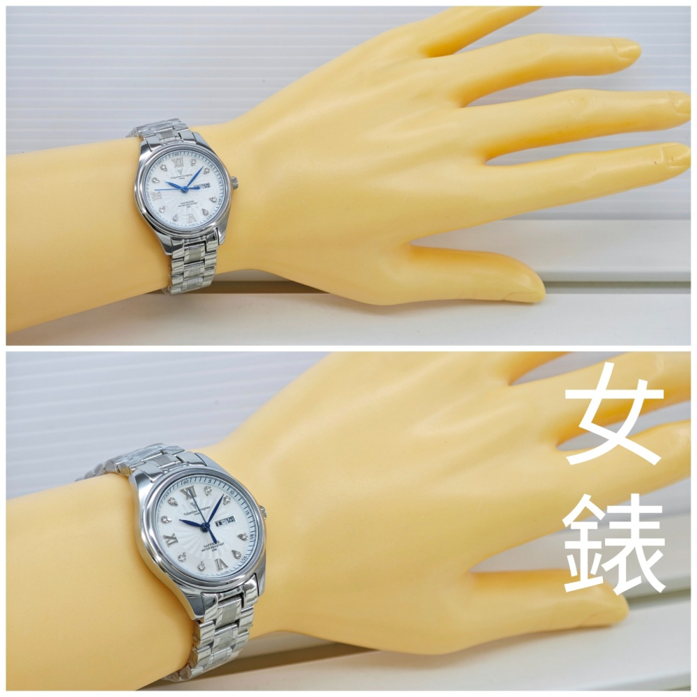 [詰哥] 范倫鐵諾 古柏 情侶對錶 日本機芯(日星期顯示) 水晶玻璃鏡面 全不銹鋼材質 防水錶 61607SA-細節圖7