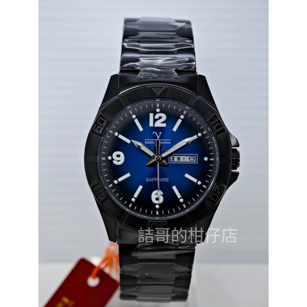 [詰哥] Emilio Valentino 范倫鐵諾 日本機芯 水晶玻璃鏡面 黑色不鏽鋼實心錶帶 1229M-細節圖2