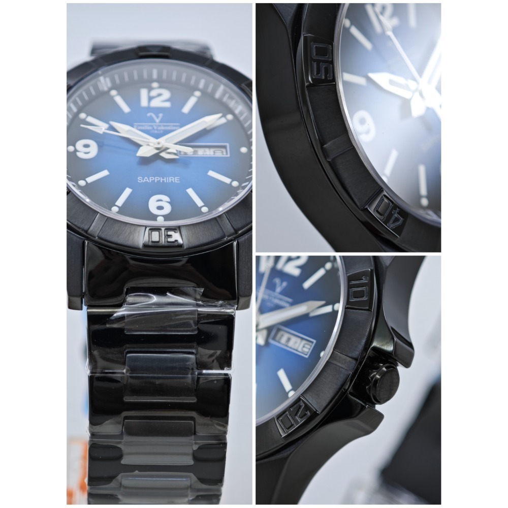 [詰哥] Emilio Valentino 范倫鐵諾 日本機芯 水晶玻璃鏡面 黑色不鏽鋼實心錶帶 1229M-細節圖4