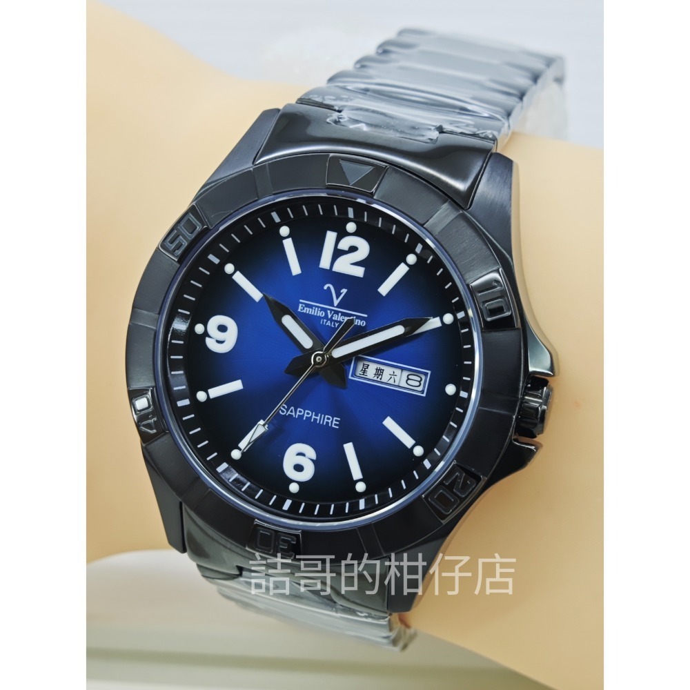 [詰哥] Emilio Valentino 范倫鐵諾 日本機芯 水晶玻璃鏡面 黑色不鏽鋼實心錶帶 1229M-細節圖9