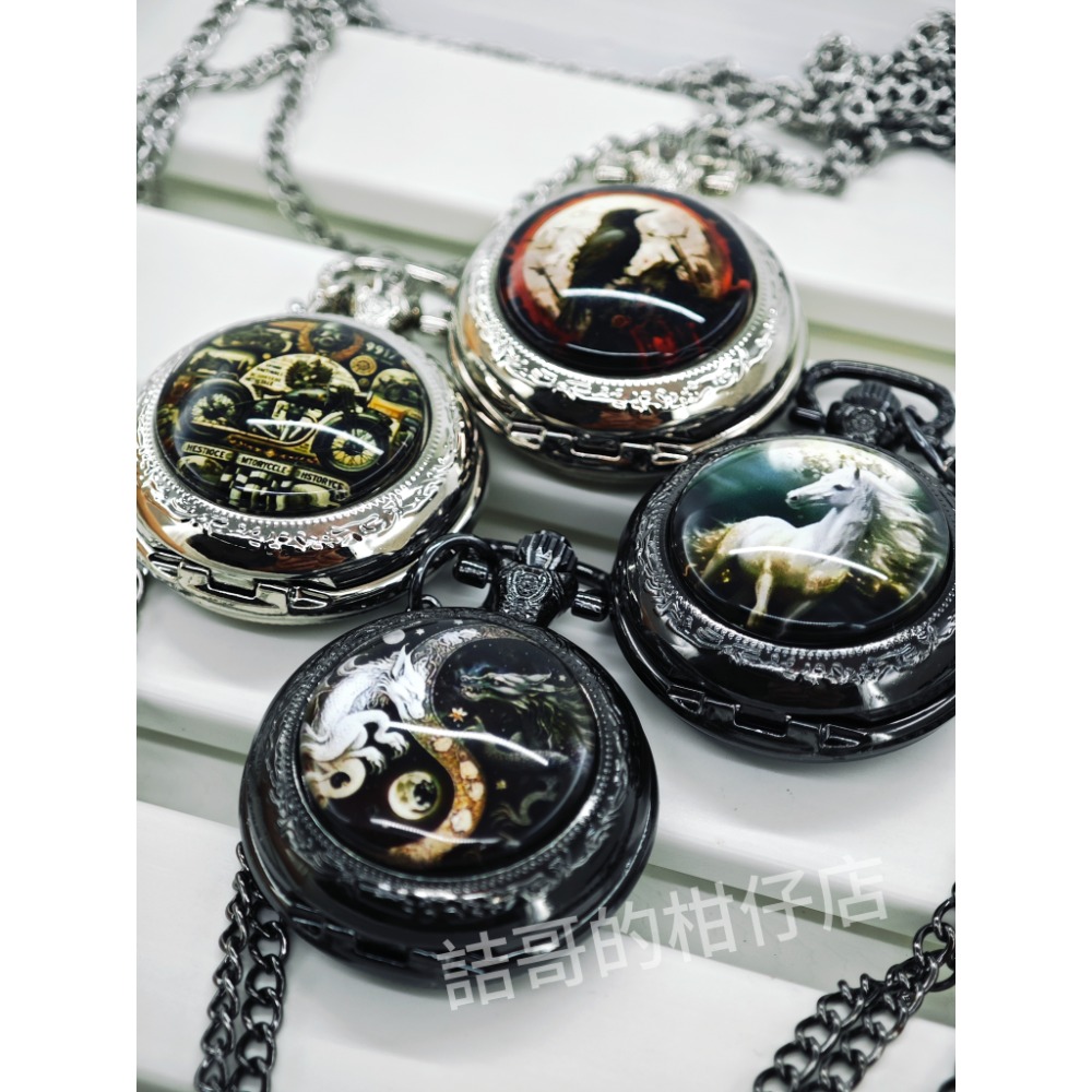 懷錶 掛錶 插畫風格 掀蓋式 翻蓋式 項鍊 新潮懷錶-細節圖3